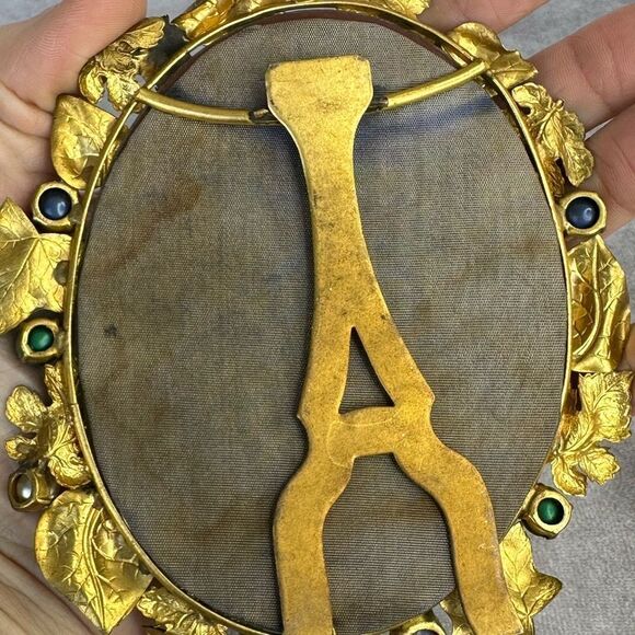 Vintage Gold Leaf Pearl Framed Small Mirror - Picture 5 of 8